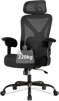 Imagen del producto de Silla de oficina ergonómica con reposacabezas, capacidad de 220 kg, color