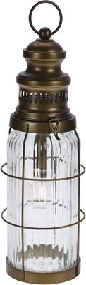 LED Laterne Antikgold 38 cm hoch - inklusive Leuchtmittel - batteriebetrieben