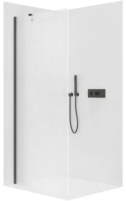 Immagine prodotto di CERANO - Box doccia Walk-in Onyx Y L/P - 8 mm - nero opaco, vetro rigato - 60x200 cm