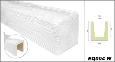 Produktbild von DECO WOOD Deckenbalken rustikal aus Polyurethane, 2m Länge, PolyurethanBalken Holzoptik (weiß - 17x19cm) Wandbalken Hartschaum Deckenverkleidung