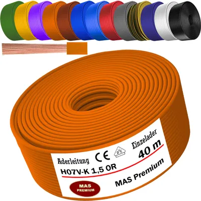 Produktbild von 40m Aderleitung H07 V-K OR 1x1,5 mm² Orange Einzelader flexibel