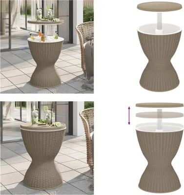 Image de vidaXL Table 3 en 1 avec glacière Marron clair Polypropylène - Table avec glacière - Tables avec glacière - Table avec fonction de refroidissement - Table avec refroidisseur de boissons