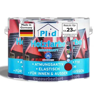 Produktbild von Plid Holzfarbe Schwedenrot 2,25L / Innen & Außen - Wetterschutzfarbe Holzfarbe Außen - Dauerhafte Holzschutzfarbe - Farbe für Holz