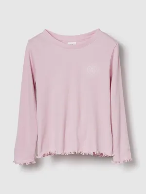 Produktbild von GAP Baby Mädchen Rippshirt Langarmshirt mit Rundhalsausschnitt und Wellensaum 12-18 Monate