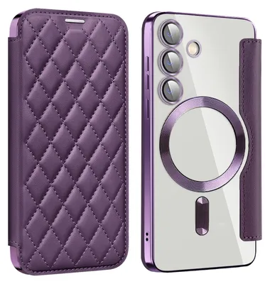 Obrázok produktu pre Pre Samsung Galaxy S25 Plus 5G 360° Celotelové puzdro Magsafe RFID Anti Data Theft Art Leather Case Purple