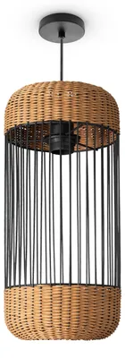 Produktbild von Rattan Pendelleuchte Wohnzimmer Tischleuchte Boho Käfig Lampe Nachttisch Metall