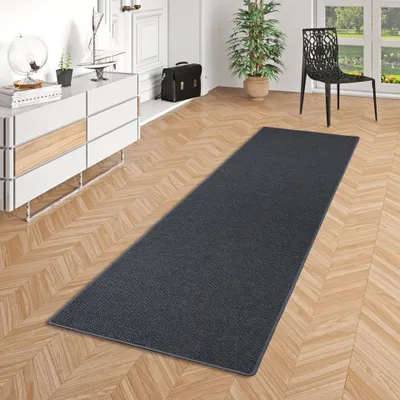 Produktbild von Läufer Teppich Bentzon Flachgewebe Anthrazit, Größe:100x300 cm