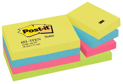 Obrázok produktu pre Post-It 653TFEN, Štvorec, Viacfarebný, Papája, 38 mm, 51 mm, 100 listy
