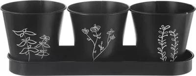 Obrázek produktu pro ORION Black Květináč Na Bylinky Ø 11 cm + Podtácek Kov 310628