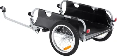 Produktbild von Fahrrad-Lastenanhänger, 100 lbs Tragkraft, robuster Fahrradwagen, faltbar, kompakt zu verstauen und schnell abnehmbar mit Universalkupplung, 16-Zoll-Räder, sichere Reflektoren, passend für 22- bis 28-Zoll-Fahrradräder