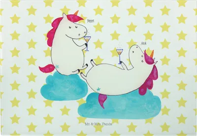 Produktbild von Mr. & Mrs. Panda Schneidebrett Einhorn Sekt - Weiß - Geschenk, jausenbrett, Unicorn, Party, Vesperplatte, Spaß, Einhörner, Frühstücksbrett, Freundin, BFF, vesperbrett
