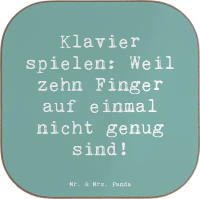 Produktbild von Mr. & Mrs. Panda Tischschoner Spruch Klavier Magie - Meeresbrise - Geschenk, Konzert, Musik, Holzuntersetzer, Musiker, Fingerfertigkeit, Lernen, Elfenbeintasten, Coaster