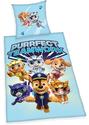 Immagine prodotto di Biancheria da letto Paw Patrol 135 x 200 cm, set da letto per bambini in cotone, 2 pezzi, motivo reversibile