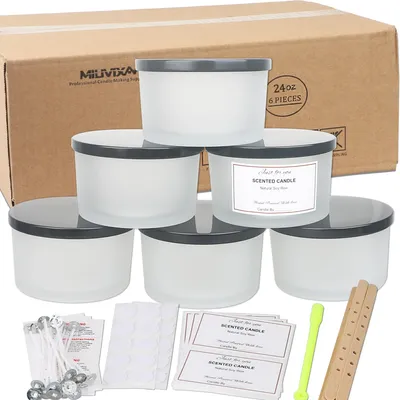 Image de Lot de 6 grands pots à bougies de 670 ml avec couvercles