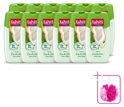 Immagine prodotto di 12 flaconi di bagnoschiuma Tahiti al cocco - 0% coloranti - 250 ml - confezione risparmio - 12 pezzi