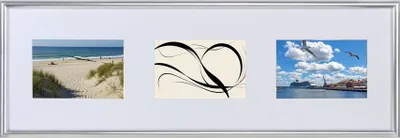 Produktbild von Galerie Bilderrahmen Kunststoff mit Passepartout & Klarglas Collagerahmen New Life Style - Farbe: Silber | Format: 3x 10x15 H