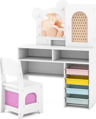 Produktbild von Kinderschminktisch-Set mit Beleuchtung, Spiegel und Stauraum