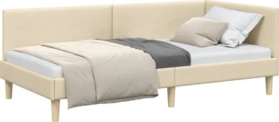 Image de Cadre de lit d'angle avec tête de lit Crème 100 cm x 200 cm