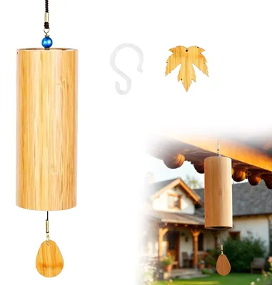 Produktbild von Bambus Windspiel, Zen Klangspiel F-Akkord, für Garten