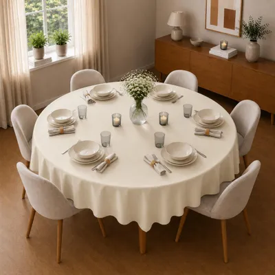Produktbild von Tischdecke Ø 160 cm für Küche & Esstisch in Cremeweiß