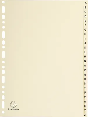 Image de Exacompta 5x Intercalaires imprimés Carte 155g 26 pos de A à Z A4 Ivoire 1126E