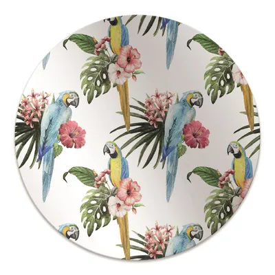 Produktbild von Rundmatte - Stuhlunterlage Bürostuhlunterlage - Rund Ø 100 cm - Bodenmatte - Fußmatte - Papageien und Blumen