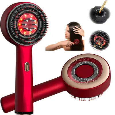 Produktbild von Elektrischer Kopfmassagegeräte, Haarbürste,1600 mAh, Kopfhaut Massagebürste, Rotlicht Haarmassagebürste, 3 Modi, Ölspender für Haare, 360° Knetmassage