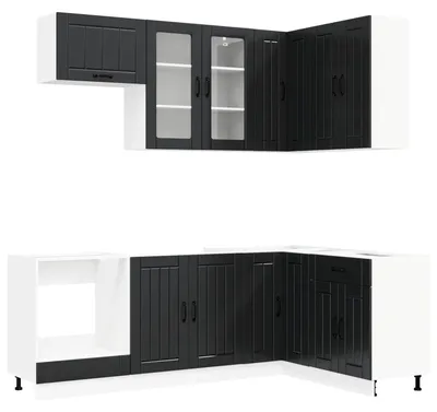 Produktbild von Kücheneinheit LUCCA 8 pcs Schwarz Holzwerkstoff