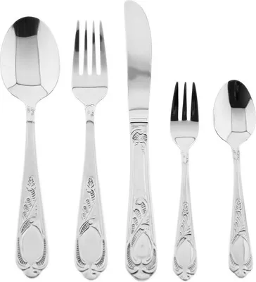 Image de Set de couverts Rococo 30 pièces en acier inoxydable 18/10 de haute qualité - Argent