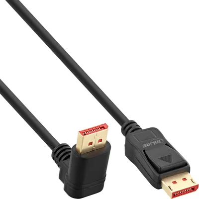 Image de InLine® 17153O Câble DisplayPort 1.4 InLine®, 8K4K, anguleux vers le haut, noir/or, 3m