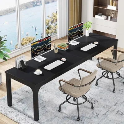Image de Bureau moderne - Bureau informatique - Table de travail - Bureau de bureau - Bureau double - 200x70x75 cm