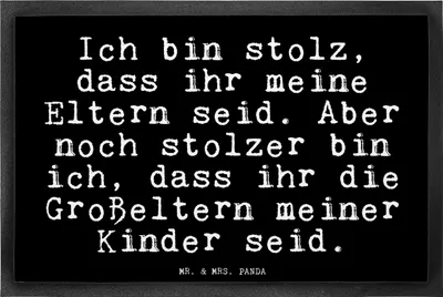 Produktbild von Mr. & Mrs. Panda Bodenvorleger Ich bin stolz, dass... 40 x 60 cm - Schwarz - Geschenk, Fussmatte, Glizer Spruch Sprüche Weisheiten Zitate Lustig Weisheit Worte, Oma Opa