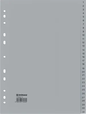 Produktbild von DONAU 7734095-13 Ordnerregister 1-31, 22,5x29,7cm, PP, grau