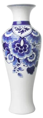 Image de Heinen Delfts Blauw – Vase élancé, motif floral