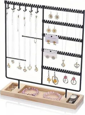 Produktbild von Famanu Schmuckhalter 5 Ebenen - elegantes Design aus Holz und Metall