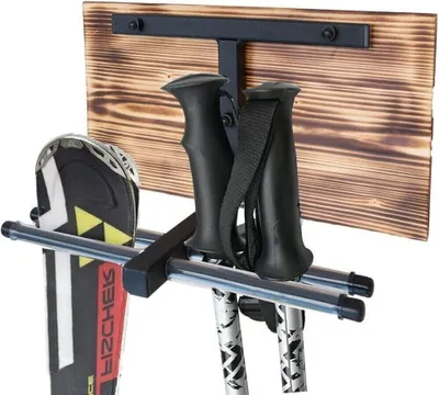 Obrázok produktu pre Držiak na lyže nástenný držiak na 2 páry lyží oceľový drevený háčik na lyže 30 cm N4.2 9975