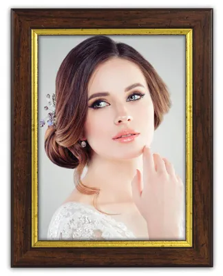 Image de Vintage cadre photo en bois rectangulaire brun-blanc pour 13x18 cm