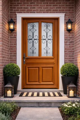 Immagine prodotto di Porta d'ingresso in legno con vetrata Manon, H.200 x L.90 cm, lato con pannello dritto, GD MENUISERIES