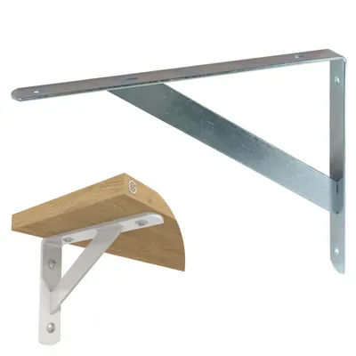 Produktbild von Regalträger 250 x 195 mm Weiß Verzinkt Wandkonsole Metall Schwerlastkonsole 1 Stück