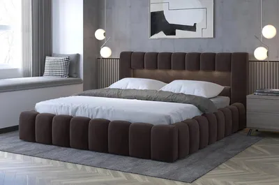 Obrázek produktu pro Manželská čalouněná postel 160x200 VEMIO 1 - tmavě hnědá
