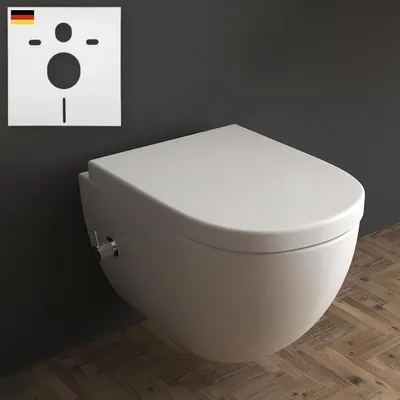 Produktbild von Alpenberger WC Spülrandlos | Toilette mit Bidet Funktion | Wand WC mit Bidet Funktion | Dusch WC Kloschüssel & Toilettendeckel mit Absenkautomatik | Taharet WC mit Schallschutz | Passend Geberit