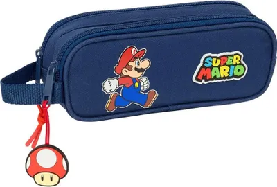 Produktbild von Safta Double Super Mario Trick Mäppchen Blau  Mann Blau One Size