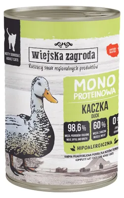 Obrázok produktu pre WIEJSKA ZAGRODA Monoprotein Duck - mokrá krmiva pre mačky - 400 g