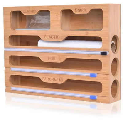 Immagine prodotto di Distributore 5-in-1 per fogli di alluminio con tagliacarti, ideale per la cucina