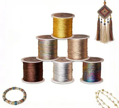 Metallic-Kordel 6 Rollen 300 m, 0,4 mm, 6 Farben, Gold & Silber