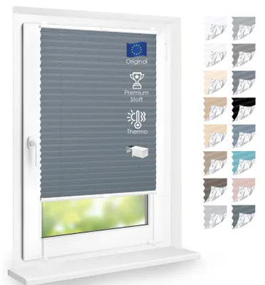Produktbild von Premium Thermo Plissee lichtdurchlässig, Nebelblau, 100x130