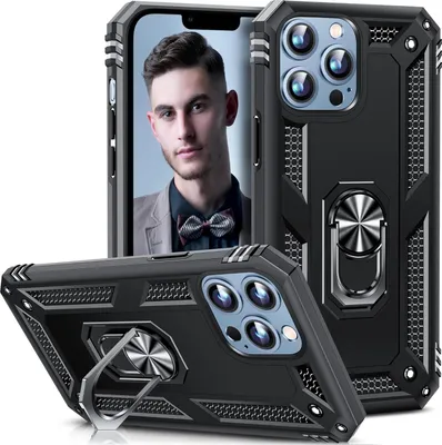 Obrázok produktu pre Puzdro pre Apple iPhone 13 Pro Max silikónové čierne s podstavcom A2484 A2641