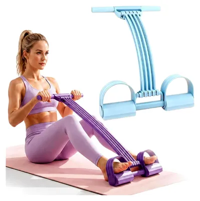 Produktbild von Multifunktionspedal mit Widerstandsband, 3-in-1 Expander mit 8 Röhren, Ganzkörpertrainer mit elastischem Zugseil, Beintrainer für Yoga und Fitness