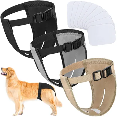 Immagine prodotto di Set di 3 pannolini lavabili per cani femmina, con 9 assorbenti igienici