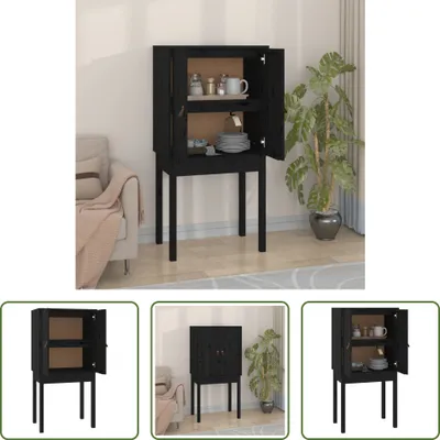 Produktbild von The Living Store Highboard Schwarz 60x40x120 cm Massivholz Kiefer